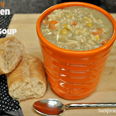 Easy Crock Pot Creamy Chicken and Rice Soup