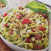Fettuccini & Tomatoes with Avocado Pesto