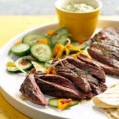 Spicy Skirt Steak w/Avocado Dipping Sauce