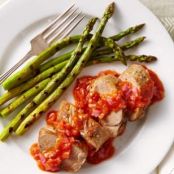 Roasted Pork Tenderloin with Rhubarb BBQ Sauce