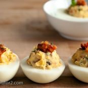Kimchi Bacon Deviled Eggs