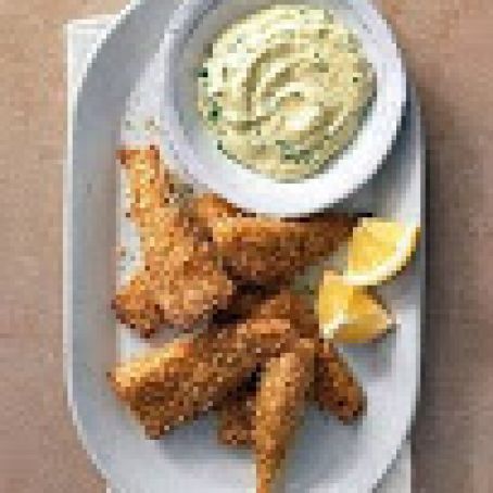 Panko-Crusted Fish Sticks with Herb Dipping Sauce