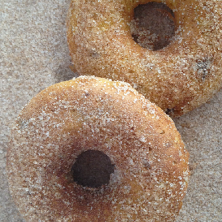 Pumpkin Donuts with Chocolate Chips & Cinnamon and Sugar