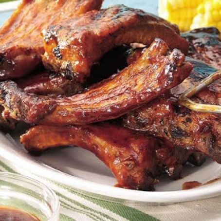Grilled Ribs with Cherry Cola Barbecue Sauce