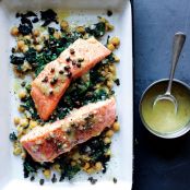 Slow-Cooked Salmon, Chickpeas, and Greens