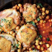 Pan-Roasted Chicken with Harissa Chickpeas
