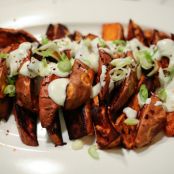 SWEET POTATOES - Stuffed Sweet Potatoes with Curried Yogurt and Scallions