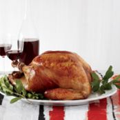 Roasted Beer-Brined Turkey with Onion Gravy and Bacon
