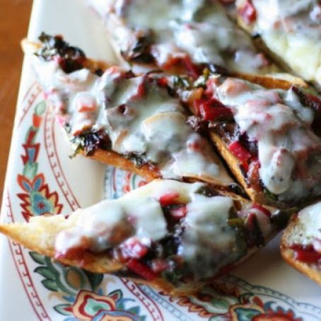 Garlic Bread with Bacon, Greens, and Provolone