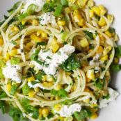 Linguine with Buttery Corn, Scallions, and Goat Cheese
