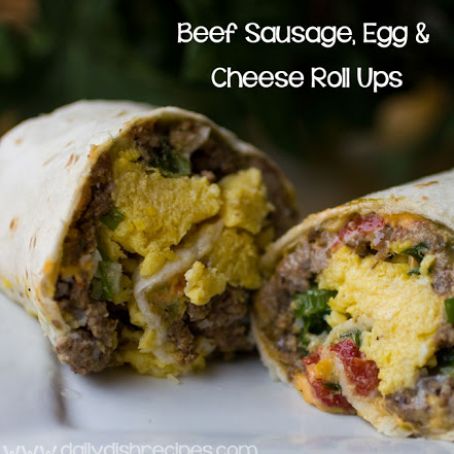 BEEF SAUSAGE, EGG AND CHEESE ROLL UPS
