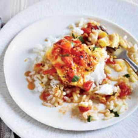 Cod with Fresh Tomato Sauce and Arborio Rice