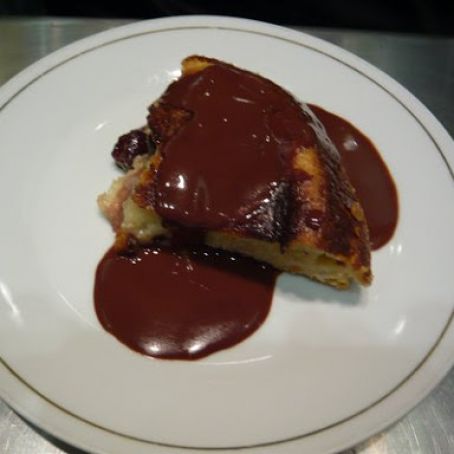 White Chocolate Brandied Cherry Bread Pudding