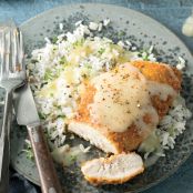Pam Lolley’s Crispy Chicken with Rice and Pan Gravy