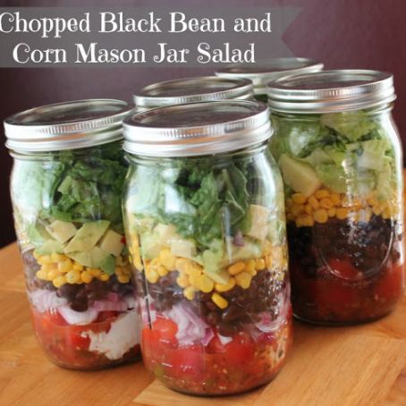 Chopped Corn & Black Bean Mason Jar Salad