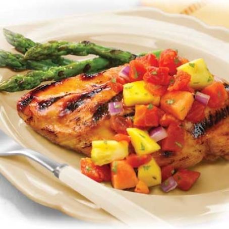 Grilled Marinated Chicken with Tomato-Fruit Salsa