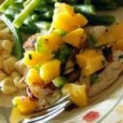 Grilled fish with mango salsa