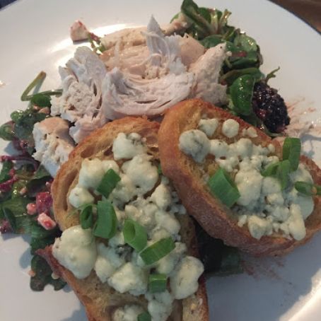 Grilled Balsamic Chicken Salad with Blue Cheese Toasts
