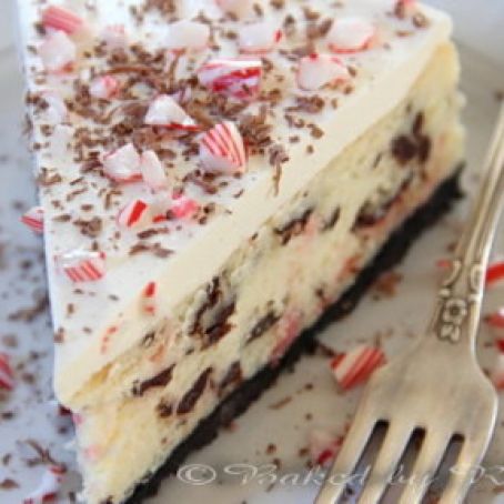 White Chocolate Peppermint Bark Cheesecake
