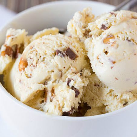 Malted Vanilla Ice Cream with Peanut Brittle & Milk Chocolate Chunks
