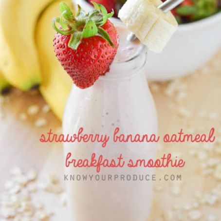 Strawberry Banana Oatmeal Breakfast Smoothie