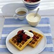Cornmeal Waffles with Apricot-Cherry Compote