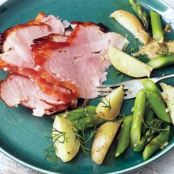 Apricot-Glazed Ham With Potatoes and Asparagus Recipe | Real Simple Recipes