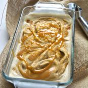 Skinny Caramel Macchiato Ice Cream with Homemade Caramel Drizzle