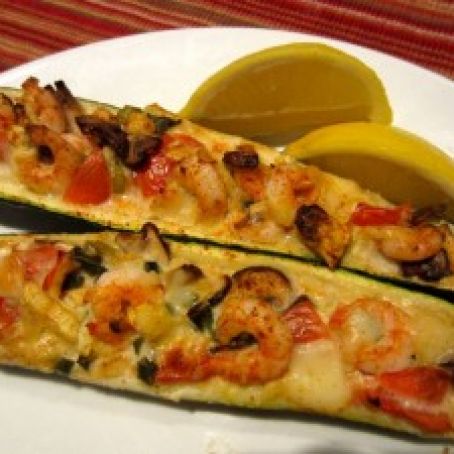 Zucchini Stuffed Shrimp Boats