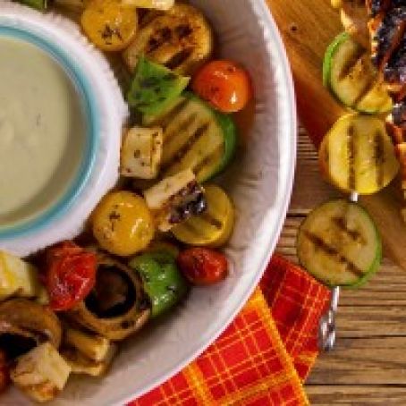 Marinated Veggie Kebabs with Halloumi Cheese