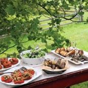 Grilled Eggplant with Balsamic Vinegar, Feta, and Grilled Baguette