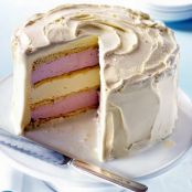White Chocolate and Strawberry Ice Cream Cake