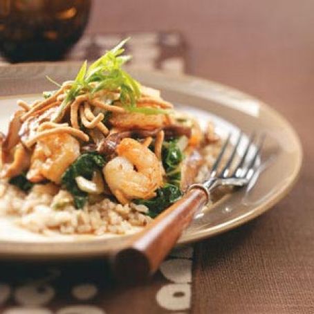 Shrimp & Shiitake Stir-Fry with Crispy Noodles Recipe