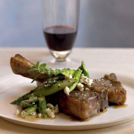 Lamp Chops with Asparagus-Feta Salsa Verde