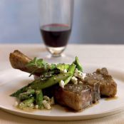 Lamp Chops with Asparagus-Feta Salsa Verde