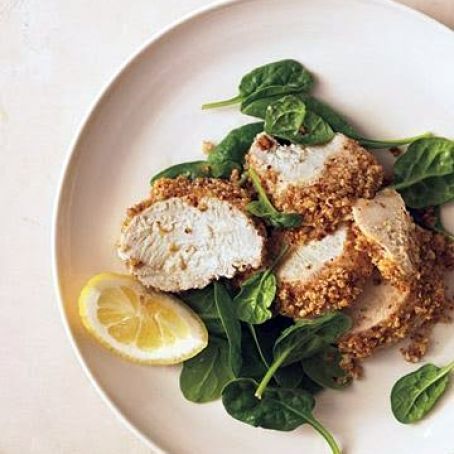 Almond-Crusted Chicken Breast with Spinach