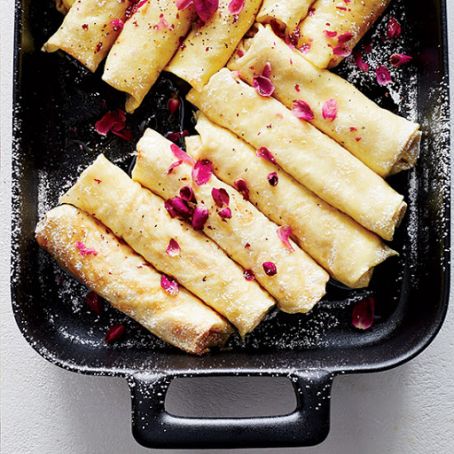 Ricotta Crêpes with Honey, Walnuts and Rose