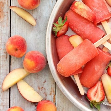 Strawberry Peach Vodka Collins Popsicles