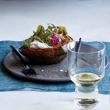 Roasted Acorn Squash with Garlic Butter & Burrata