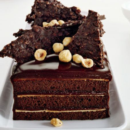 Chocolate Hazelnut Cake with Praline Chocolate Crunch