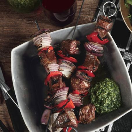 Lamb Kebabs with Mint Pesto