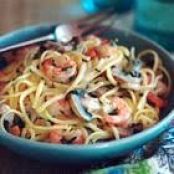 Shrimp and Mushroom Linguine with Creamy Herb Sauce