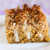 Vanilla Custard Soaked Pumpkin Poke Cake