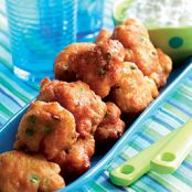 Smoked Salmon and Pea Fritters With Scallion Sour Cream