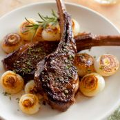 Pan-Seared Lamb Chops with Cippolini Onions