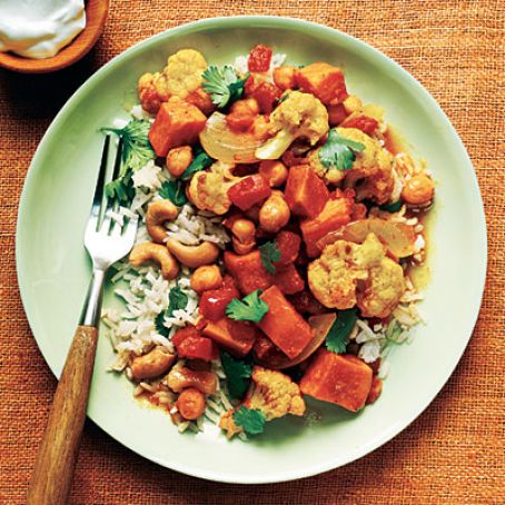 Fall Vegetable Curry with Cashew Basmati Rice