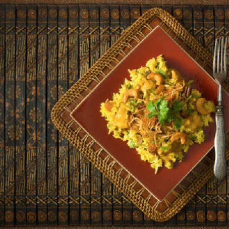 Rice Cooker Chicken Biriyani with Saffron Cream