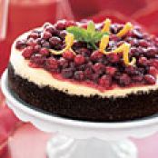 Cranberry Orange Cheesecake with Chocolate Crust