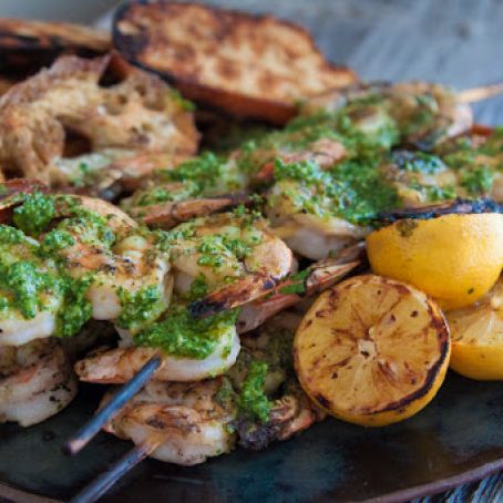 Grilled Shrimp with Cilantro Pesto