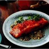 Chile-Honey-Glazed Salmon w/ Two Sauces
